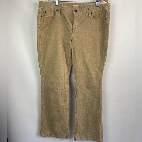 Ann Taylor Loft Curvy Boot Corduroy Tan pants. size 14 - Picture 2 of 12